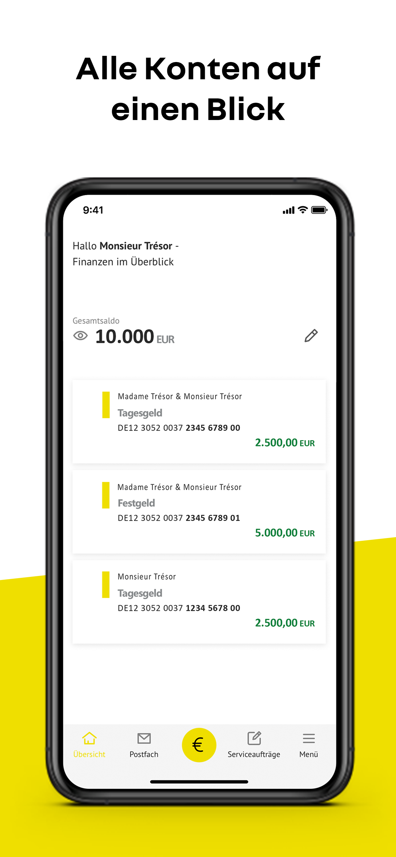 Screenshot der Renault Bank direkt Banking App: Kontenübersicht